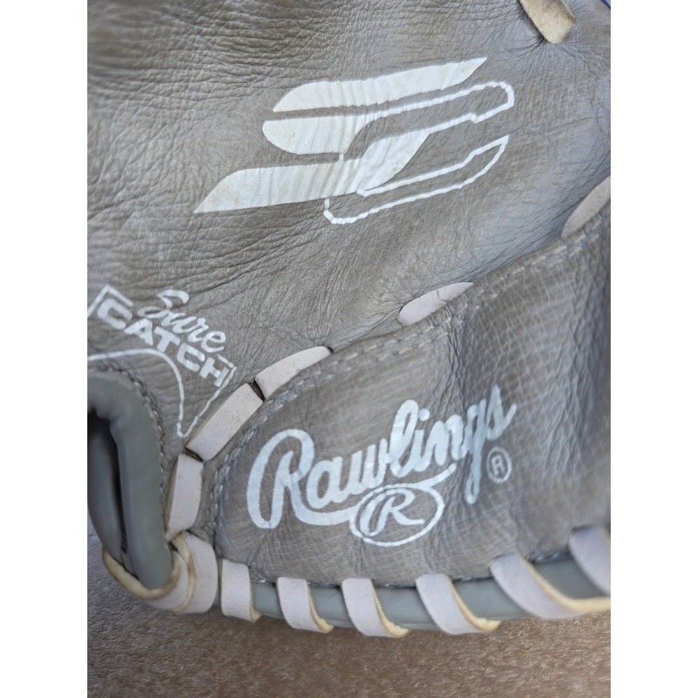 Rawlings LHT Leather 12" Softball Glove Lefty Grey Purple Sure Catch SCSB12PU - Picture 4 of 8